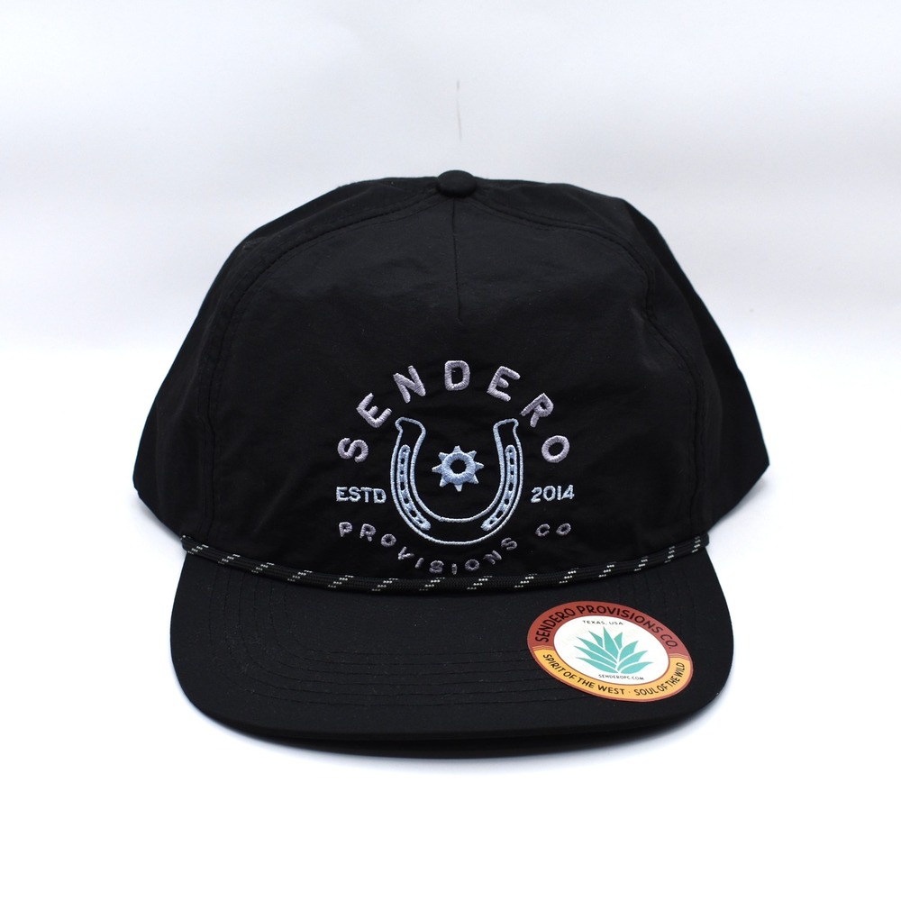 Sendero Provisions Co No Luck Rope Snapback Hat Cap Black NWT Horseshoe OSFA